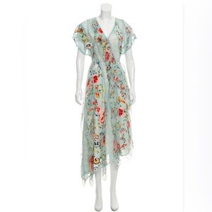 Alice and Olivia Kadence Silk and Lace Godet Dress w/ Ruffled Frills